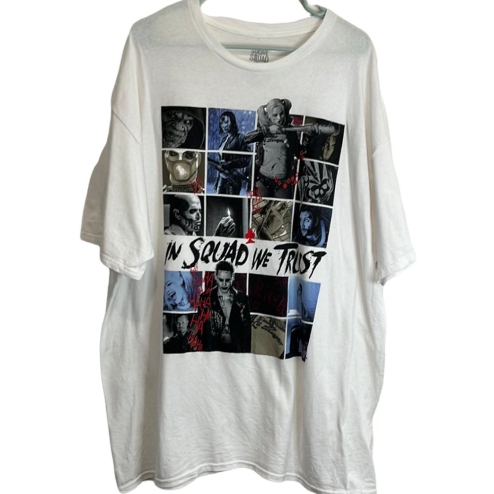 Suicide Squad In Squad We Trust White Graphic Tee T Shirt Mens Size 2XL